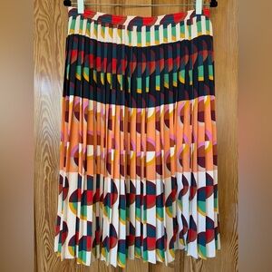 J. Crew Pleated Art Deco Print Midi Skirt